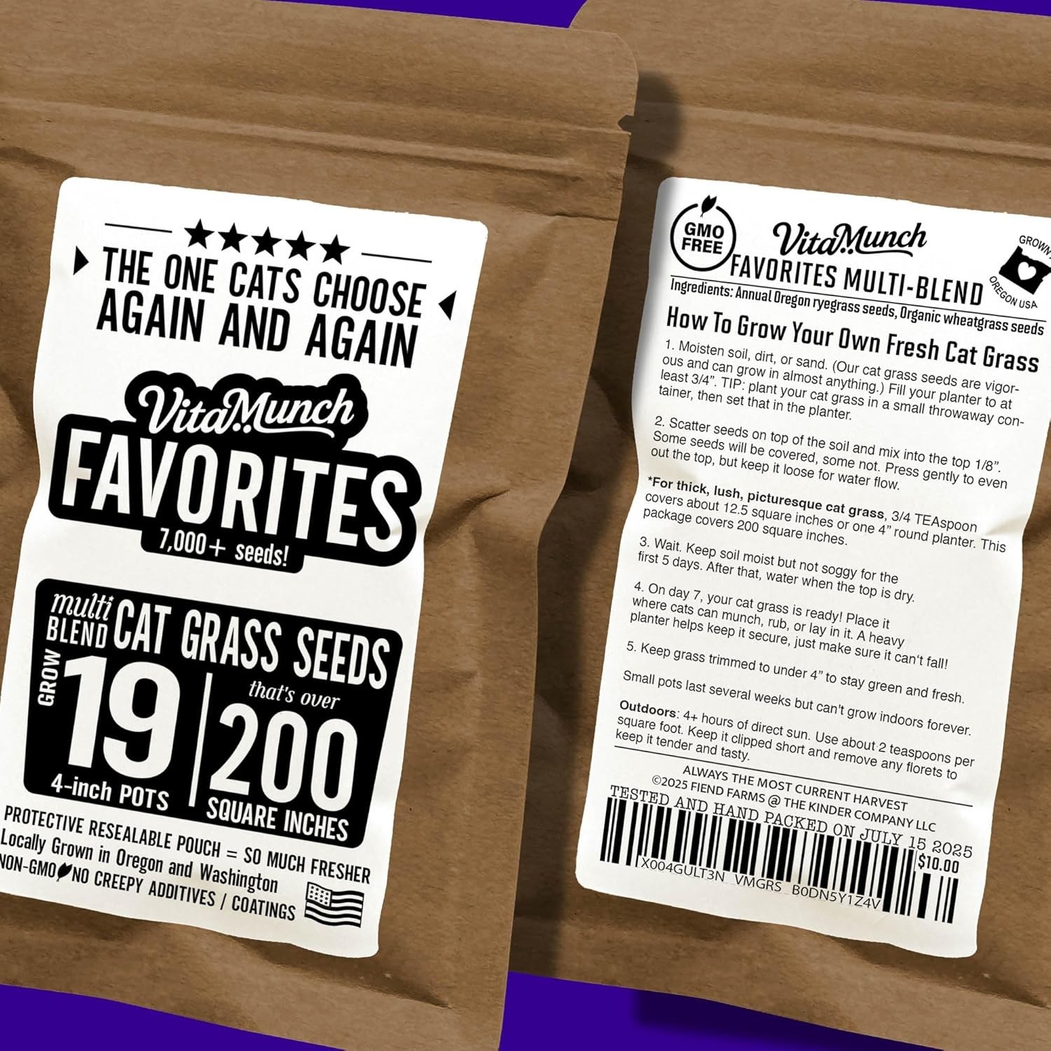 Veterinarian Trusted Cat Grass Blend – 19 Pots & 7000+ Seeds for Quick Growth