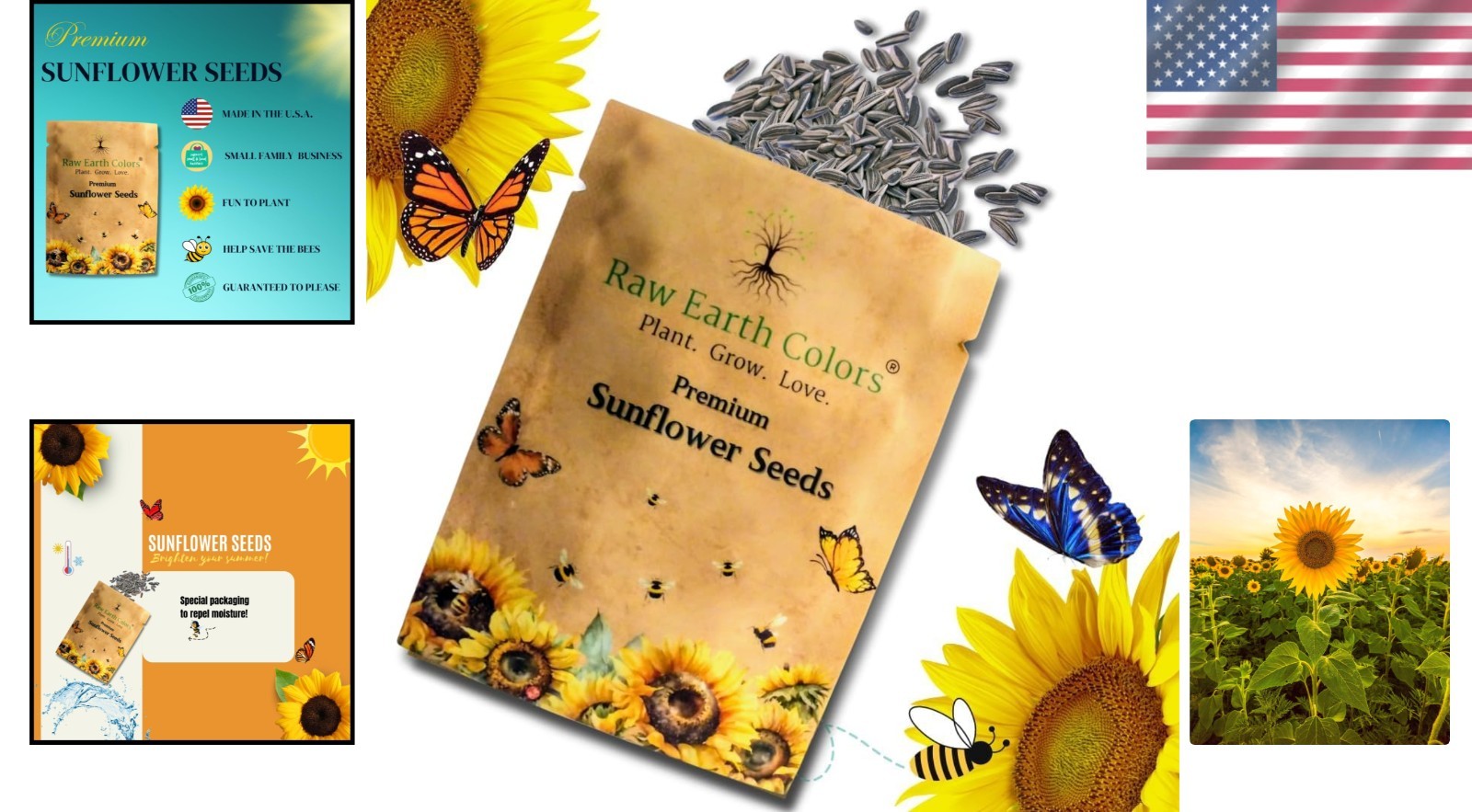 Giant Sunflower Seeds Packet – Grow 8-12 Ft Tall Flowers, Attract Pollinators