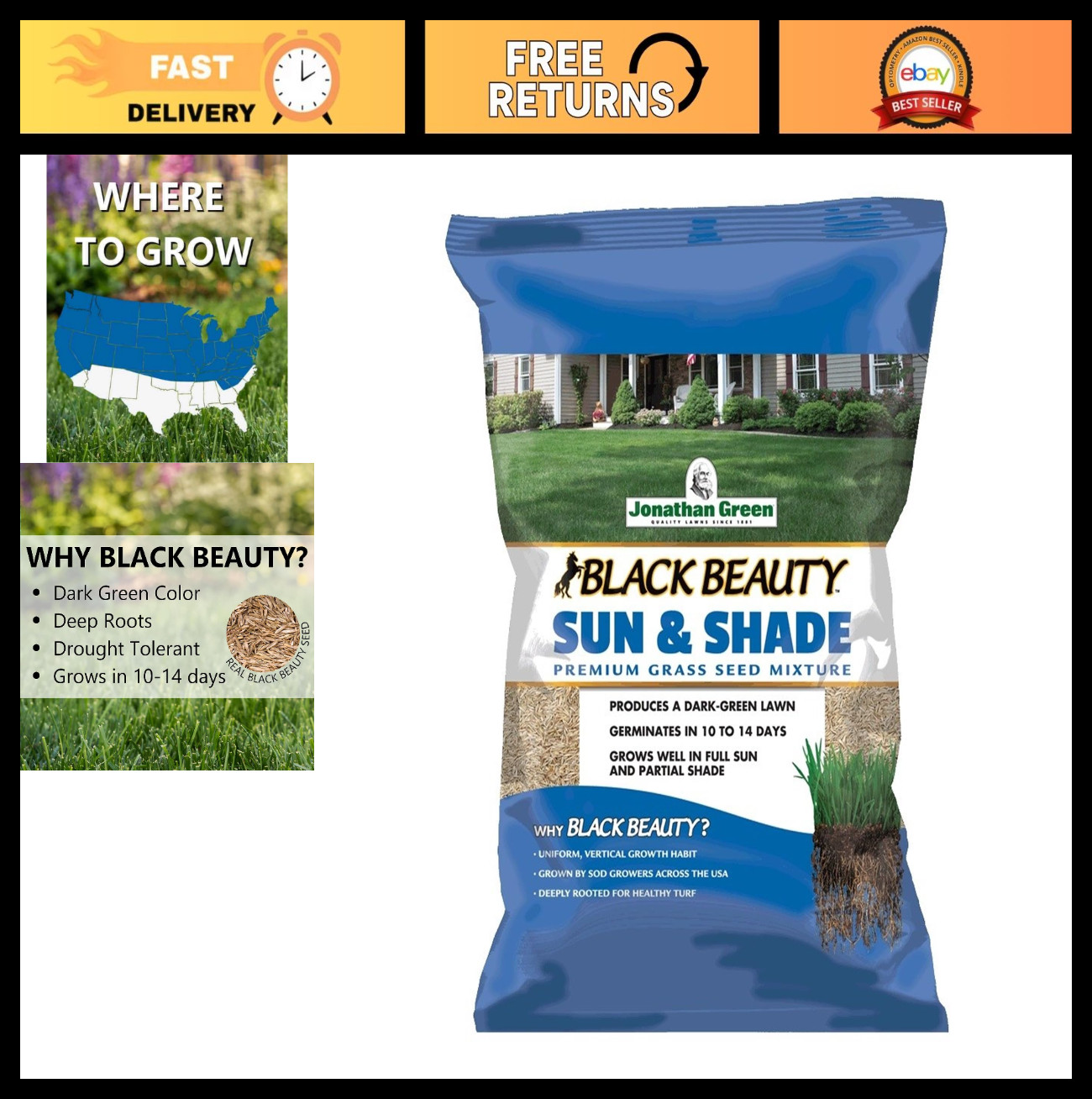Premium Sun & Shade Grass Seed Mixture, 3 Lb – Ideal for Lush Green Lawns