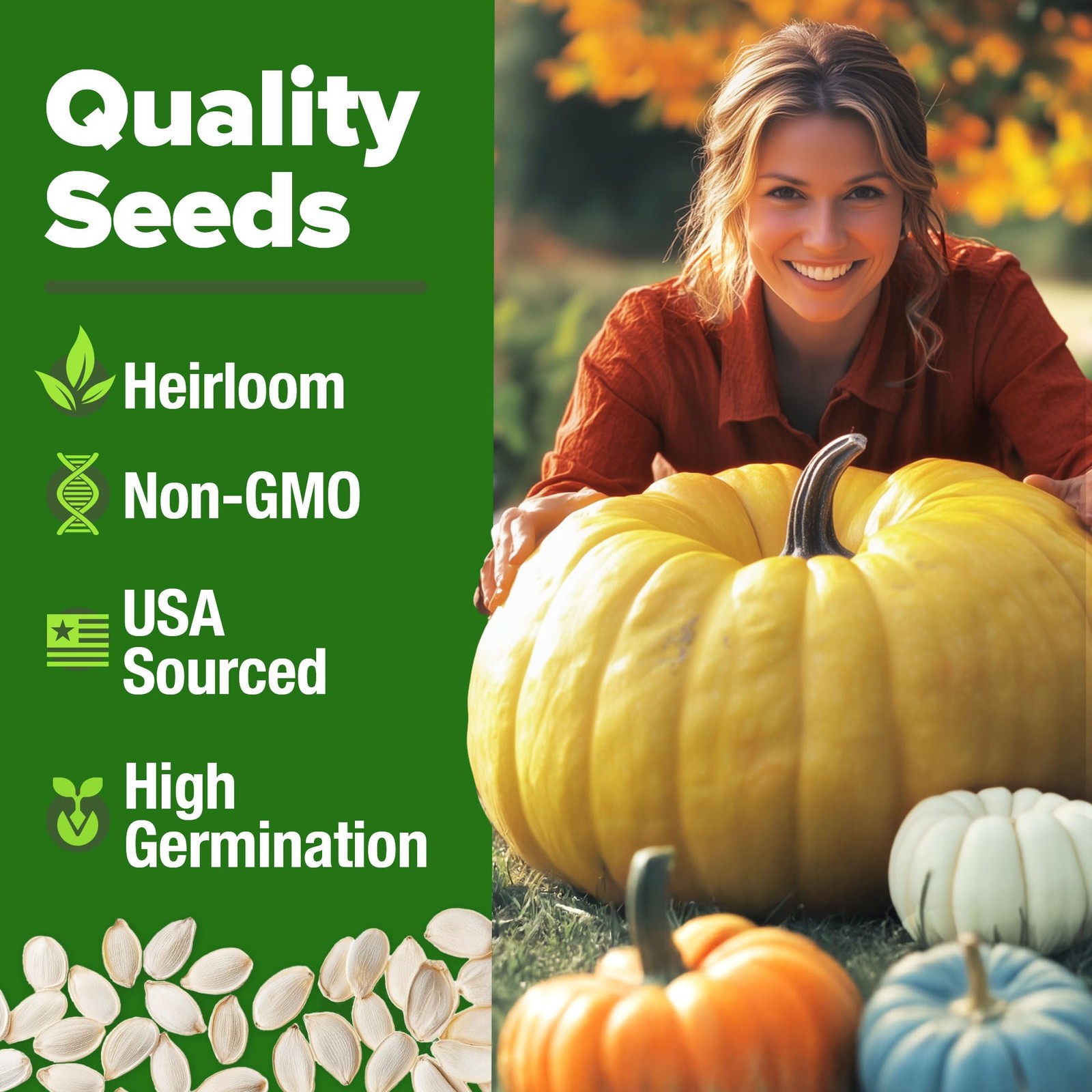 Pumpkin Seeds 5 Variety Mix 40+ Heirloom NonGMO, High Germination, Connecticu…