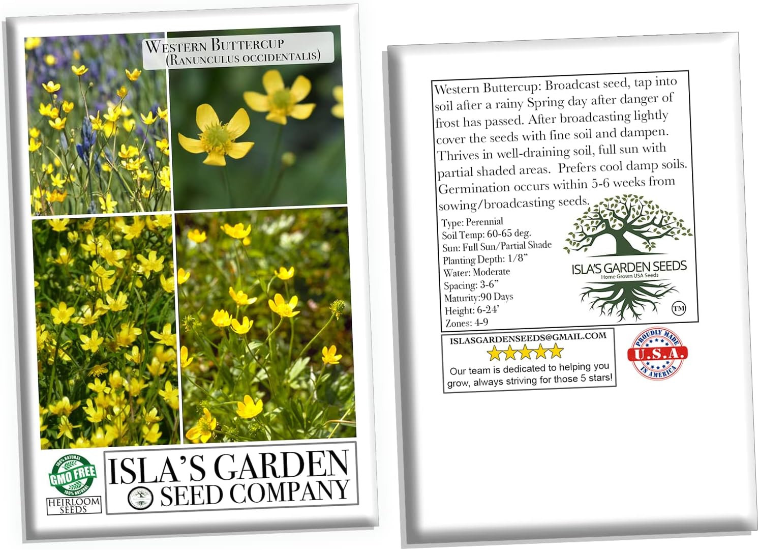 Western Buttercup Seeds – 250+ Non-Gmo & Heirloom Seeds by Isla’S Garden Seeds