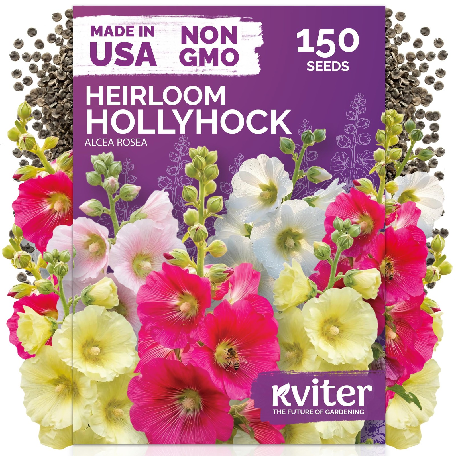KVITER 150 Hollyhock Seeds (Alcea Rosea)