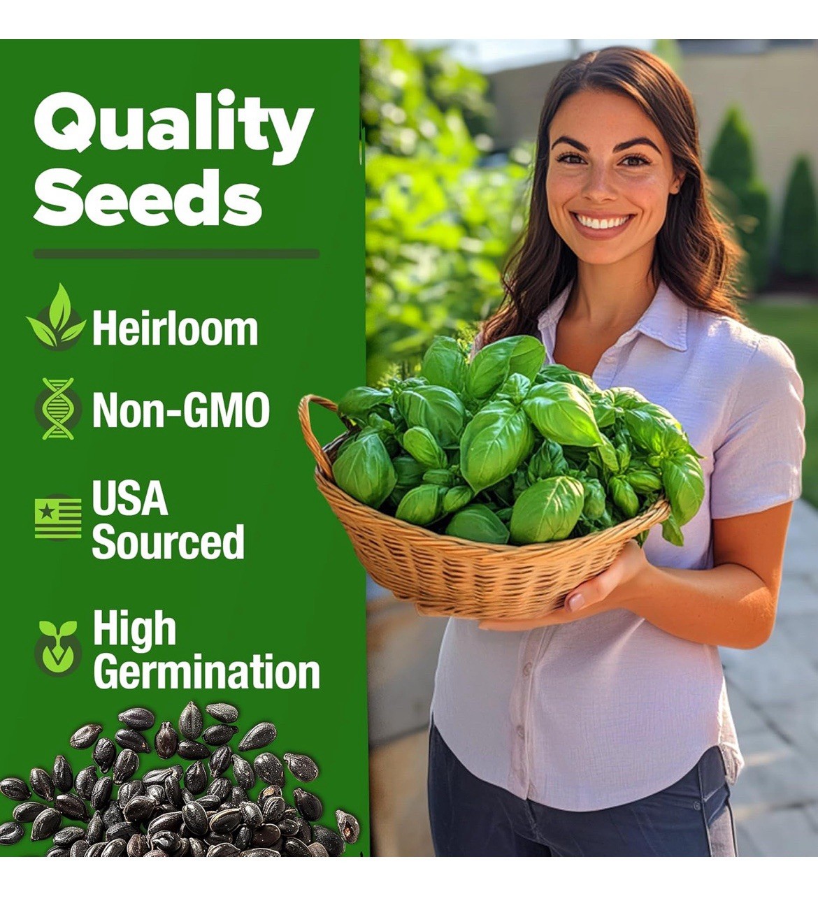 🎯Genovese Sweet Basil Seeds 100+ Italian Pesto Herb Garden Heirloom Non-GMO🇺🇸