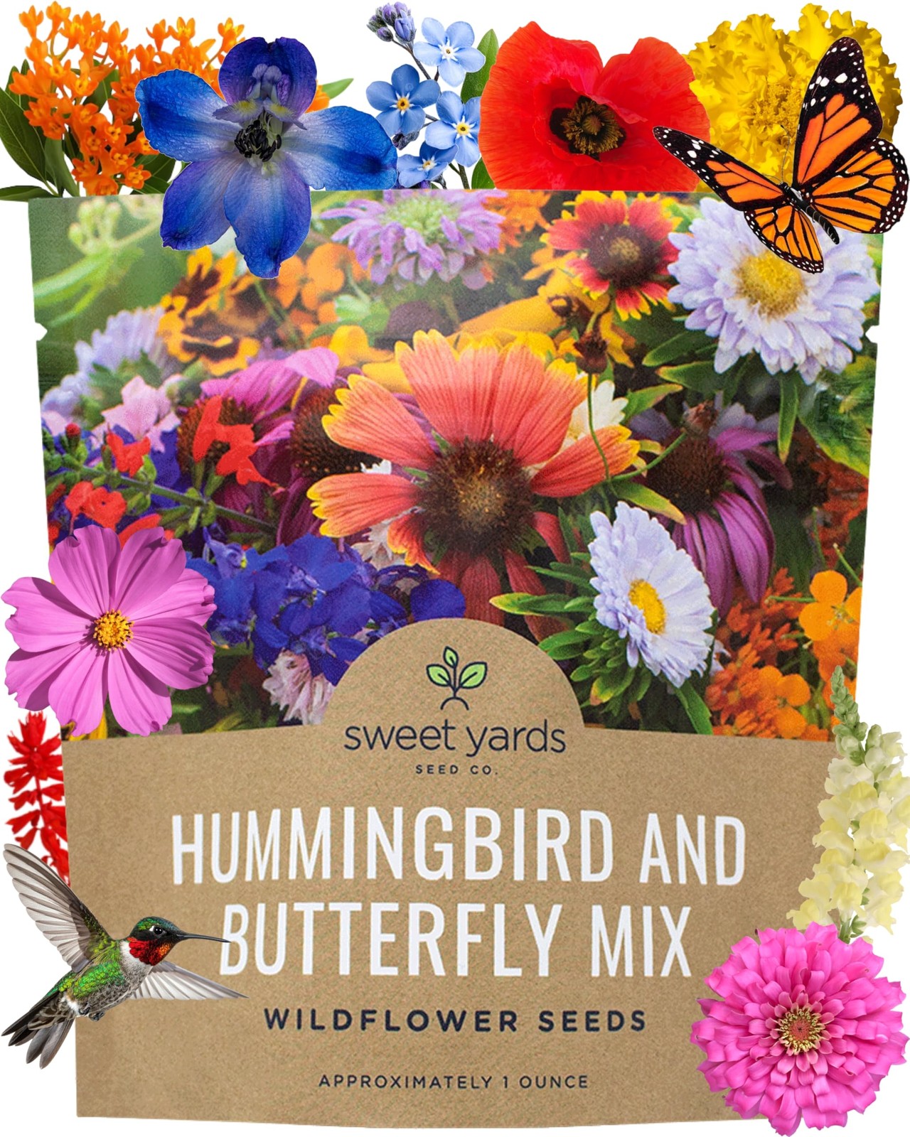 Wildflower Seeds Butterfly and Humming Bird Mix Large 1 Ounce Packet 7,500+ …