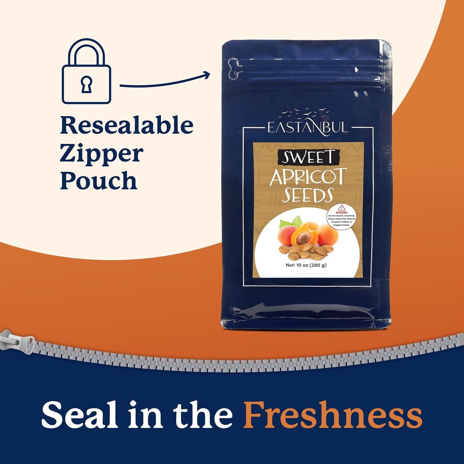 10oz Resealable Sweet Apricot Kernels – Natural, Healthy Snack Choice