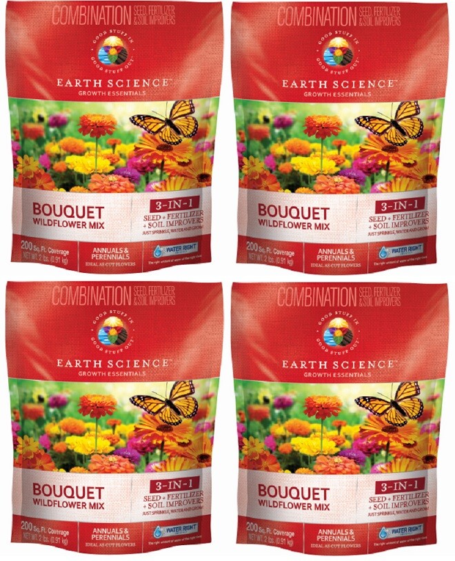 Earth Science 12139-6 2 lb Bouquet Wildflower Seed Mix – 4 Pack