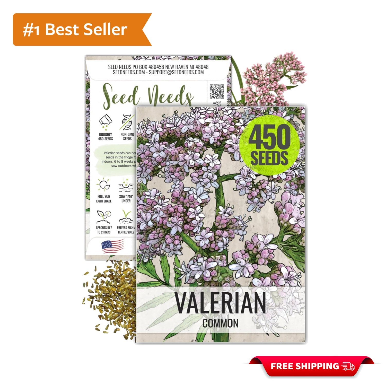 Non-GMO Heirloom Valerian Seeds for Crafting a Calming Home Garden (450 Seeds)