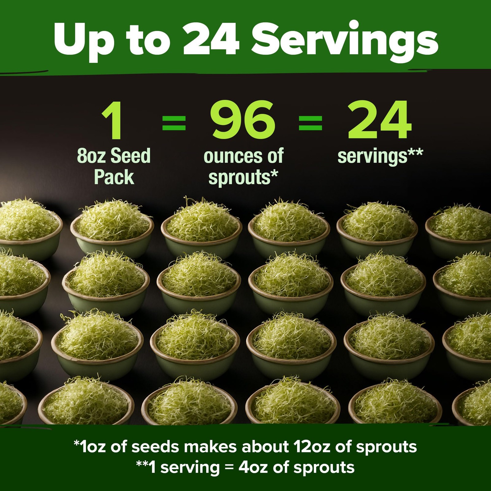 Alfalfa Sprout Seeds 8 oz Bulk Heirloom NonGMO, USA Sourced, High Germination…