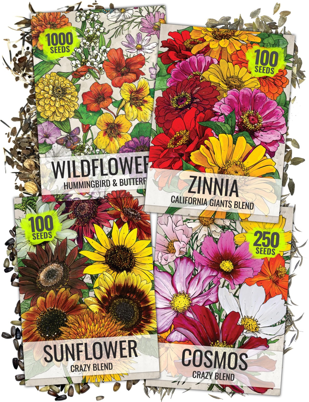 Seed Needs Butterfly Garden Variety Pack of 4 Flower Seeds for Small, Mixed