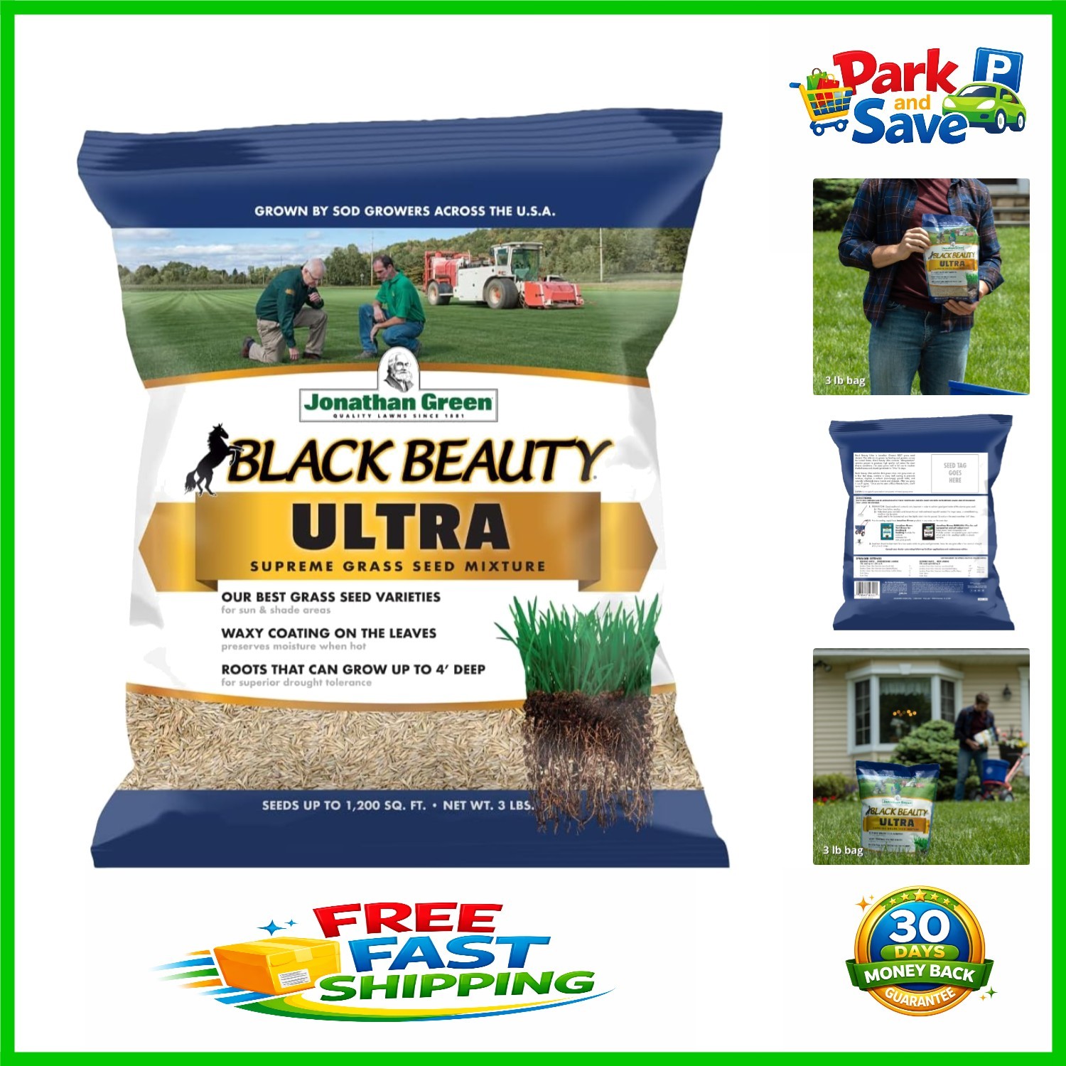Black Beauty Ultra Grass Seed 3 lb – Quick-Germinating Cool Season Lawn Solution