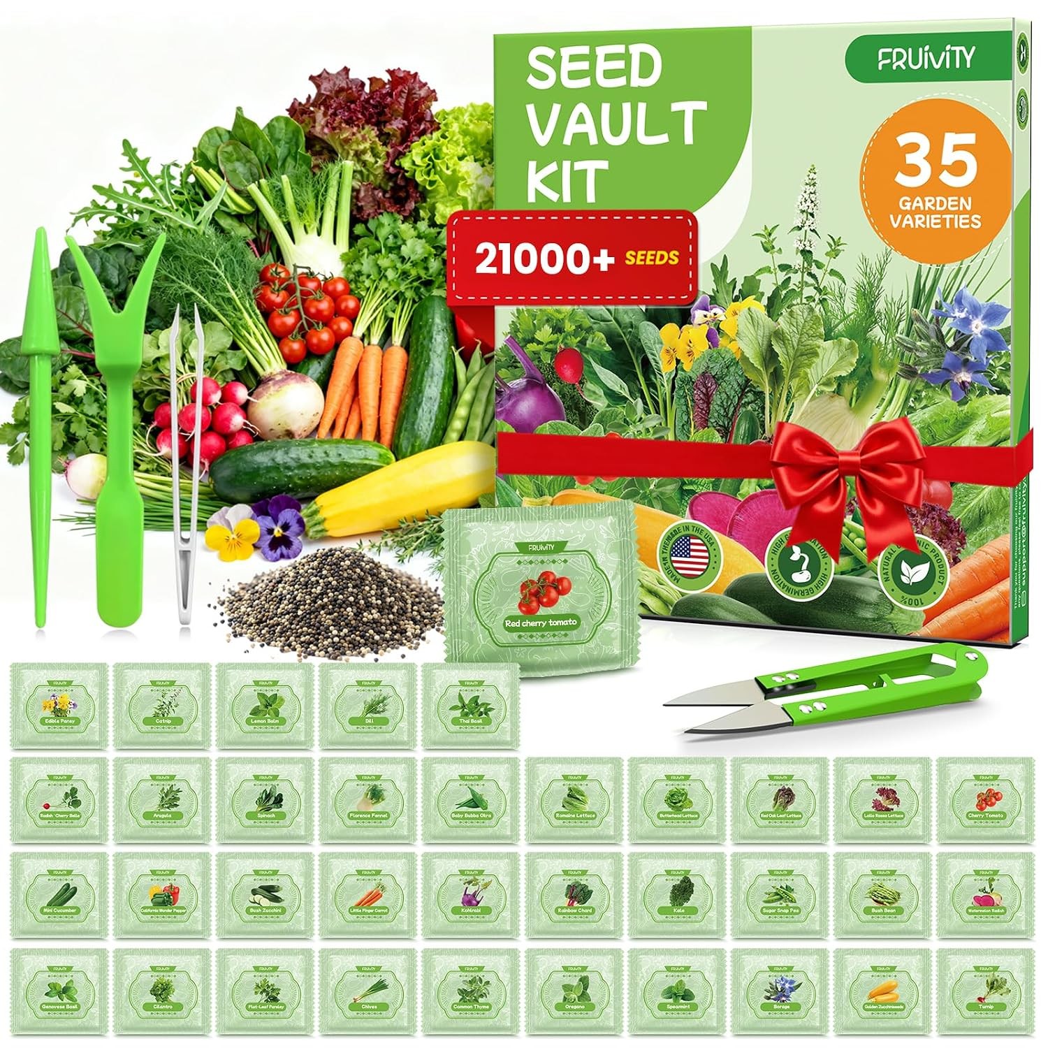 35 Heirloom Seeds Variety Pack – 21000+ Seeds for Planting Vegetables and Fruits