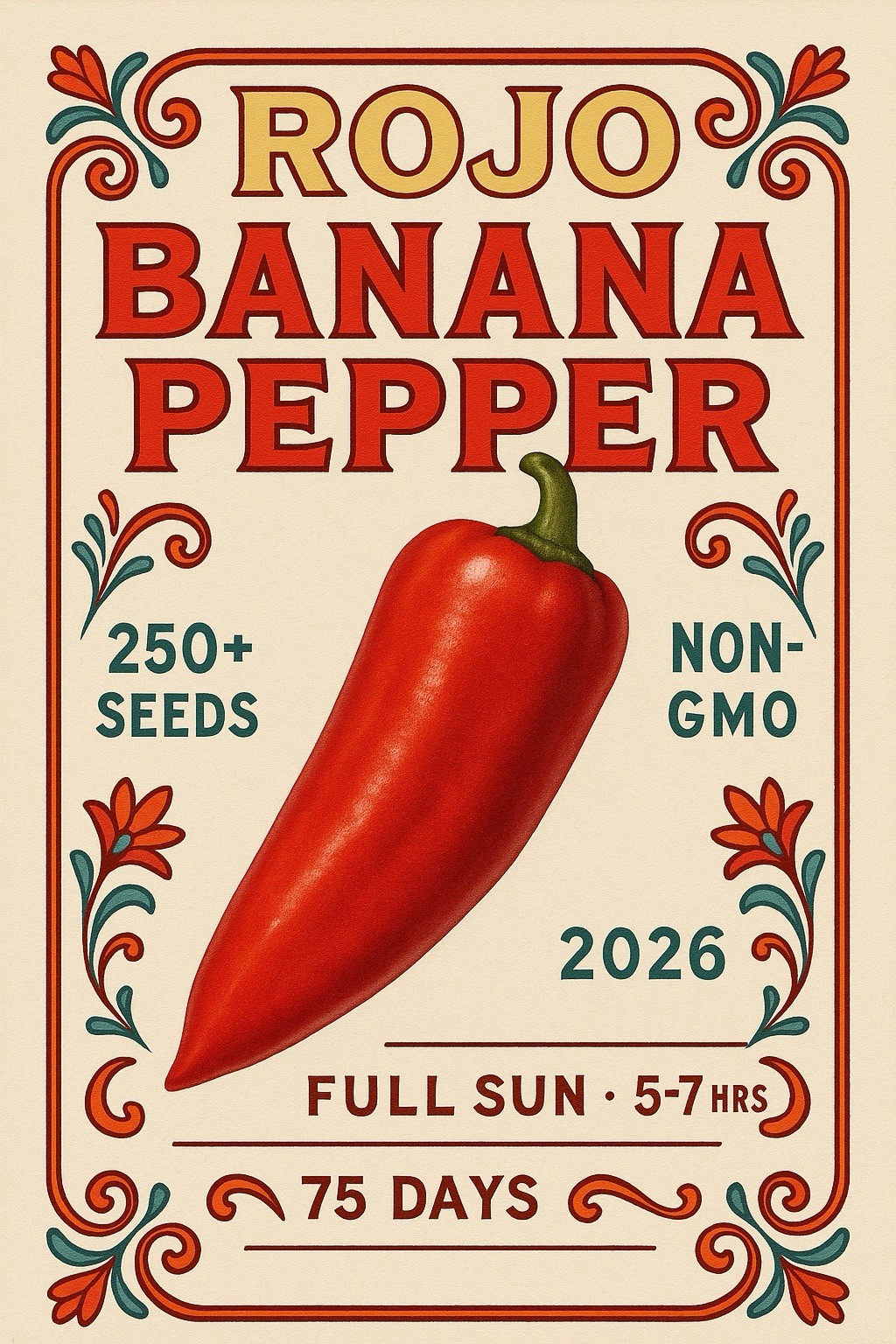 Stangar’s Rojo Banana Pepper Seeds Non GMO USA 2026