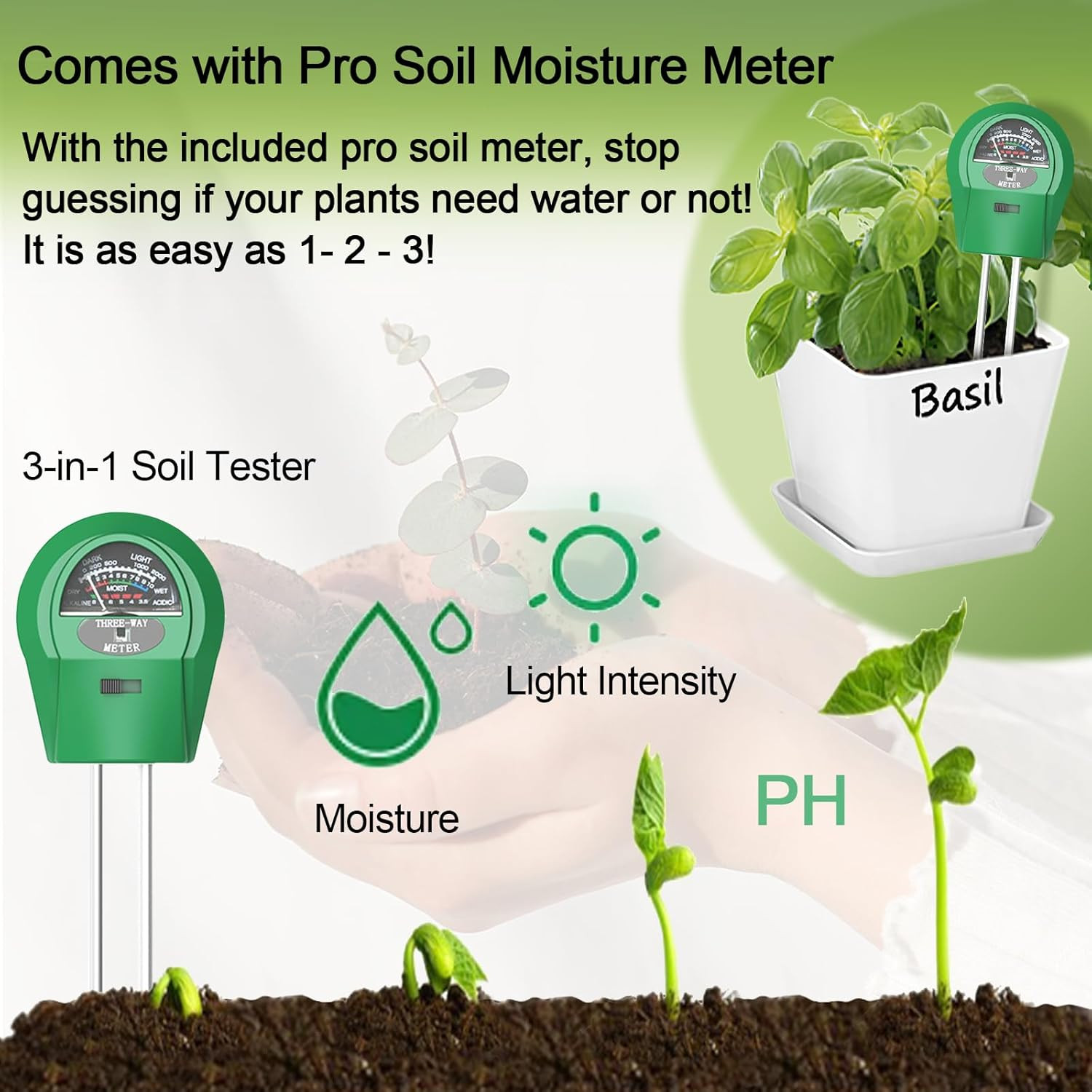 Indoor Herb Garden Kit – 10 Non-GMO Herb Seeds with Soil, Pots & Moisture Meter