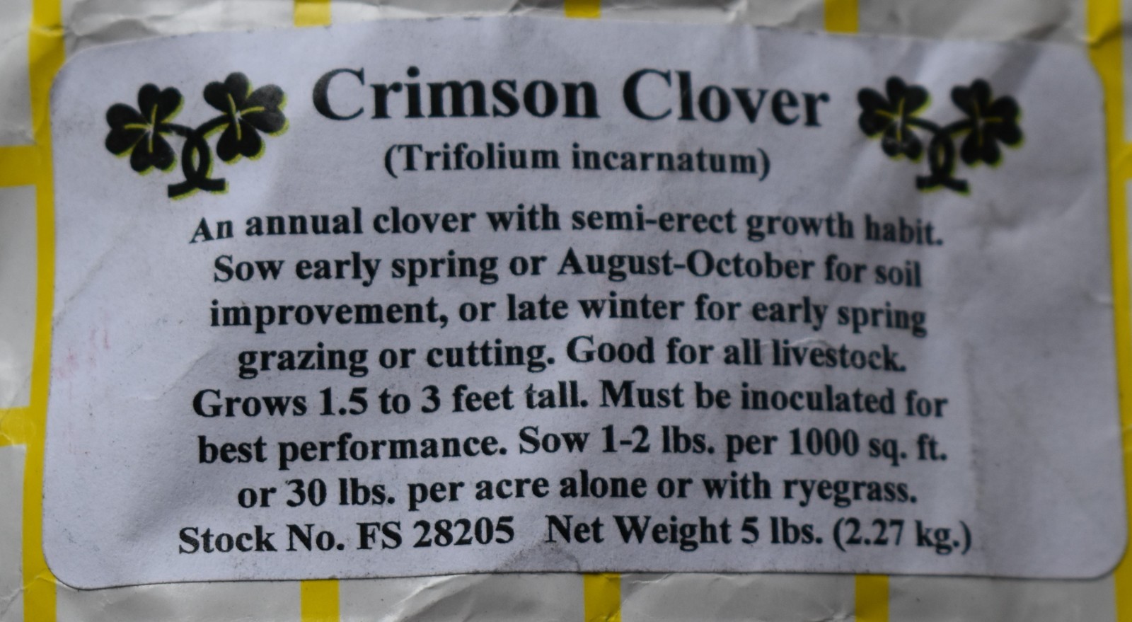 WYATT-QUARLES North Carolina Crimson Clover Seed 5lb Annual