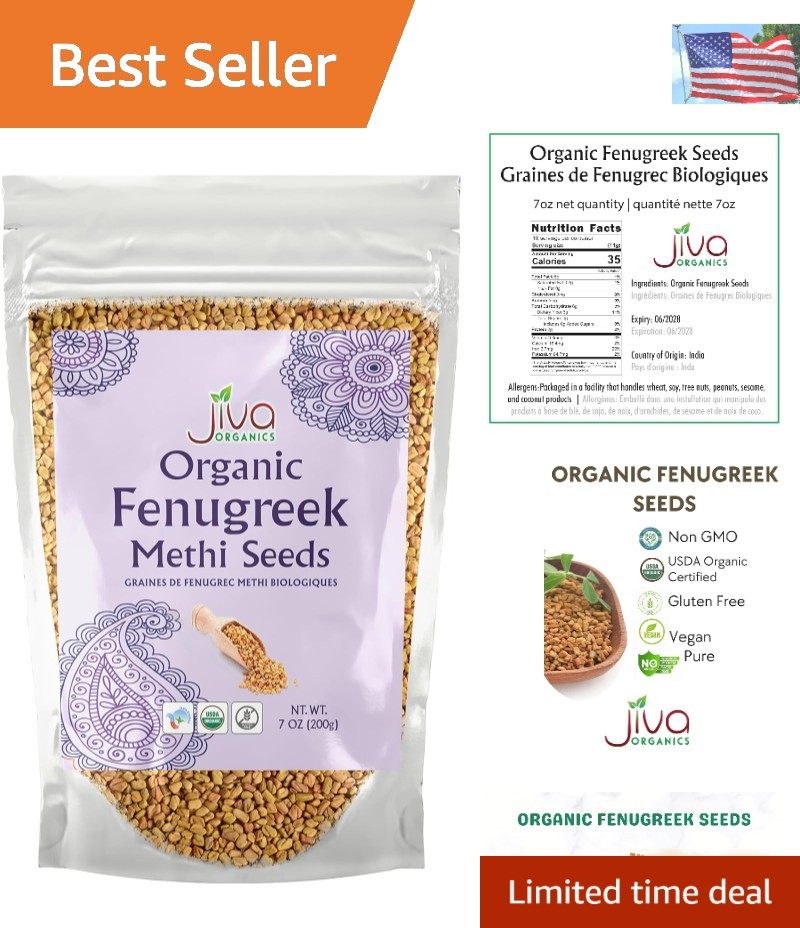 Jiva Organic Fenugreek Seeds 7 Ounce – Non-GMO, Gluten Free Spice for Hair & …