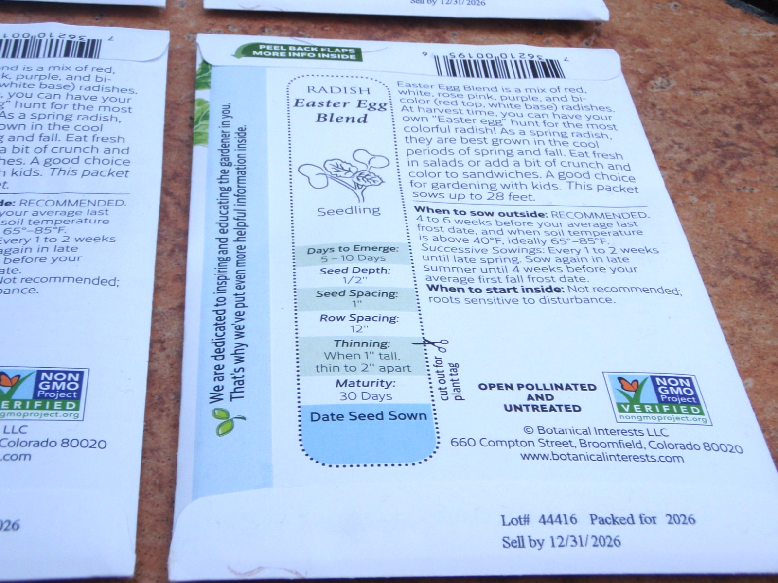 (6 PACK)-BRAND NEW BOTANTICAL INTERESTS EASTER EGG BLEND RADISH-PACKED FOR 2026