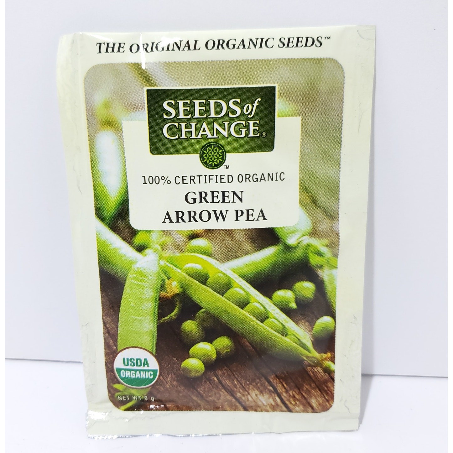 Seeds of Change Organic (2025) – 1pk 8g Green Arrow Pea Garden Seed