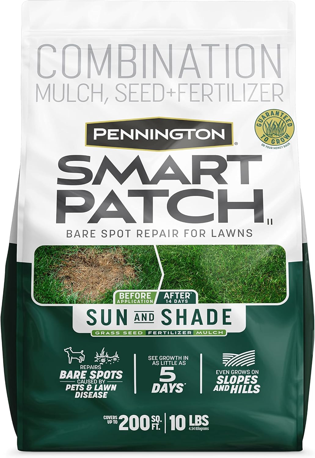 Smart Patch Grass Seeds for Lawn, Sun and Shade Lawn Grass Repair Mix, 10 LB