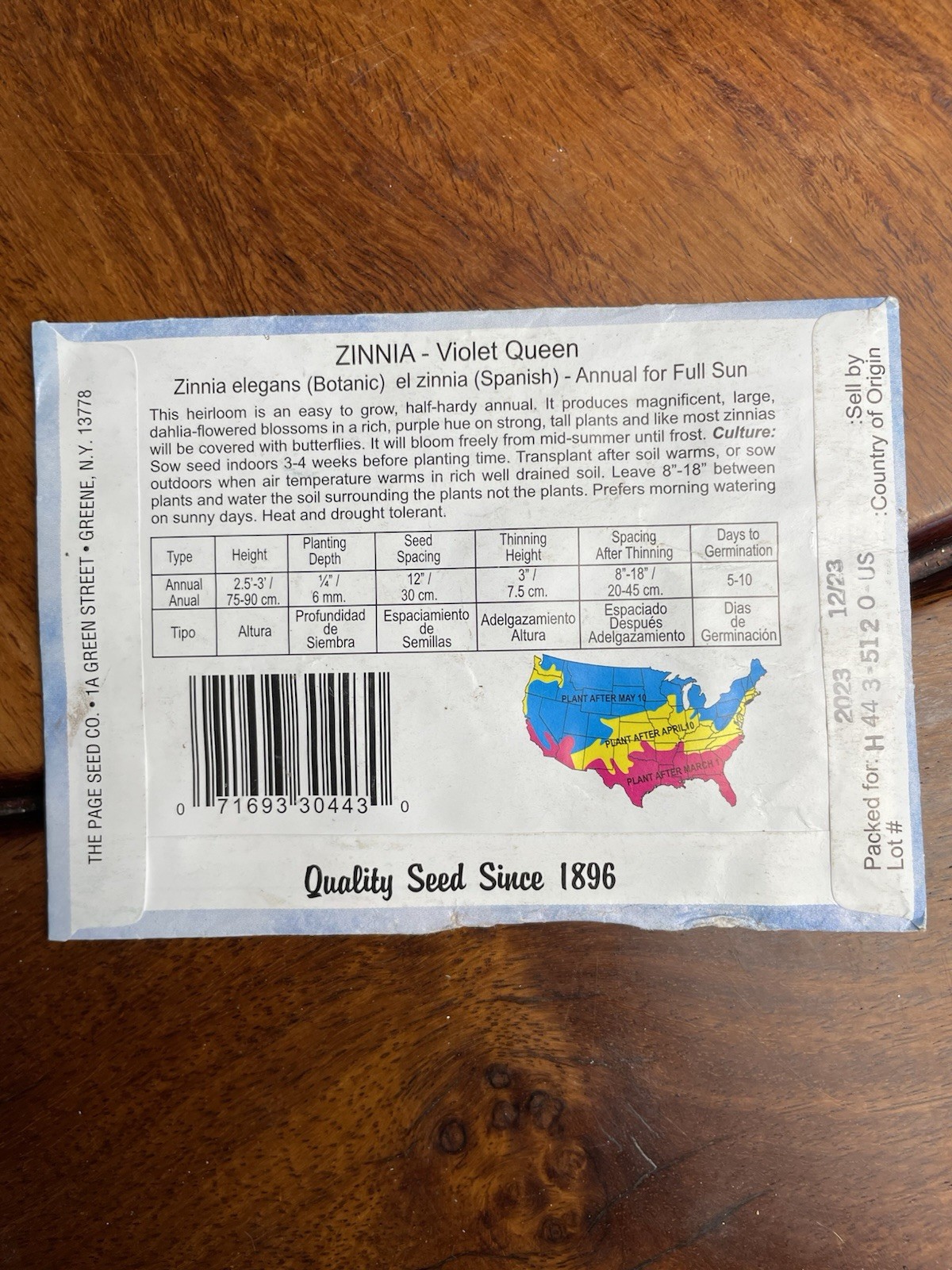 Page’s Seeds Zinnia Flower Seeds Lot x 3 Lilliput Persian Carpet Violet Queen