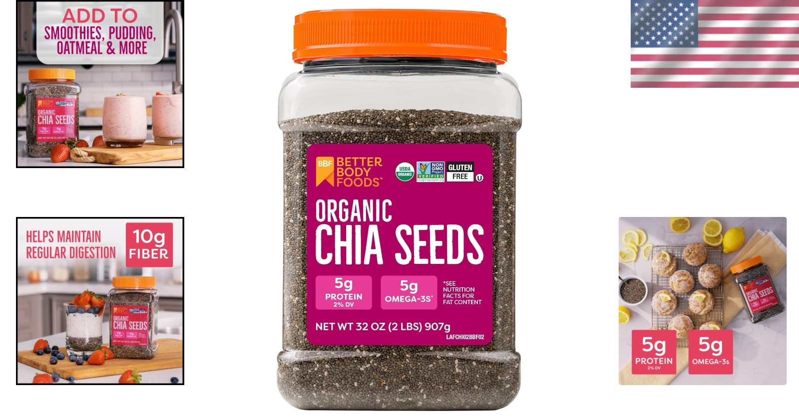 2 lbs Organic Chia Seeds – Nutrient-Dense Omega-3 Superfood for Healthy Cooking