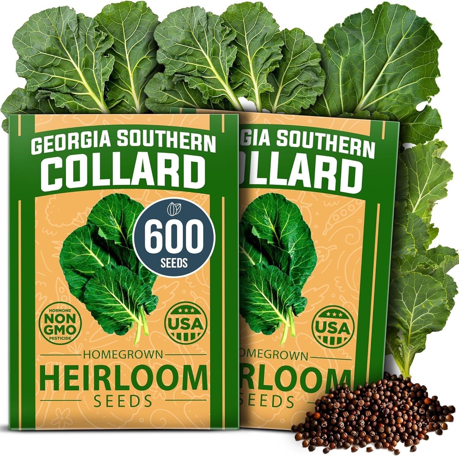 Georgia Southern Collard Green Seeds – 600 Non-GMO Heirloom for Bountiful Yields