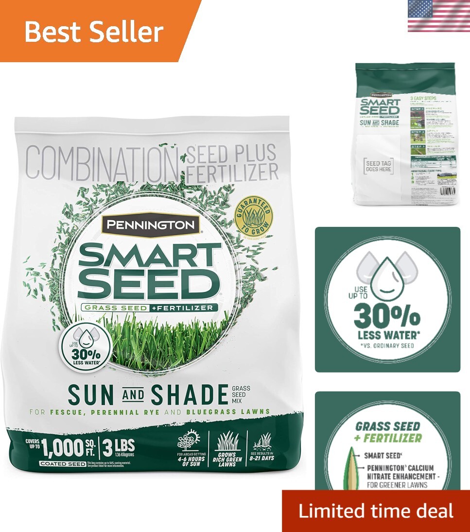 3 lb Fertilizer-Enhanced Grass Seed Mix – Covers 1,000 sq. ft. for Sun & Shade