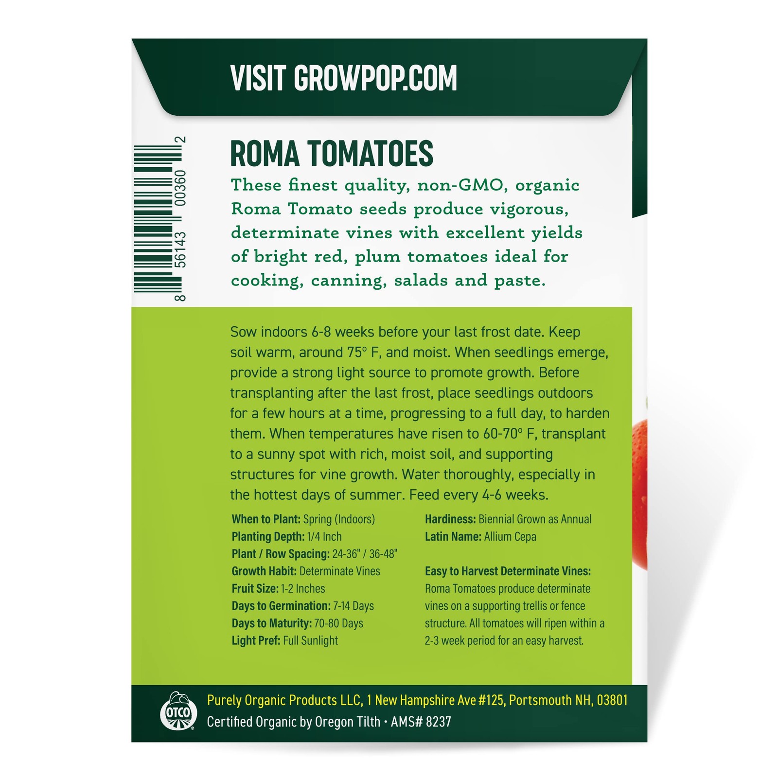 Organic Tomato Seeds Roma Approx 75 Seeds USDA Organic, NonGMO, Open Pollin…