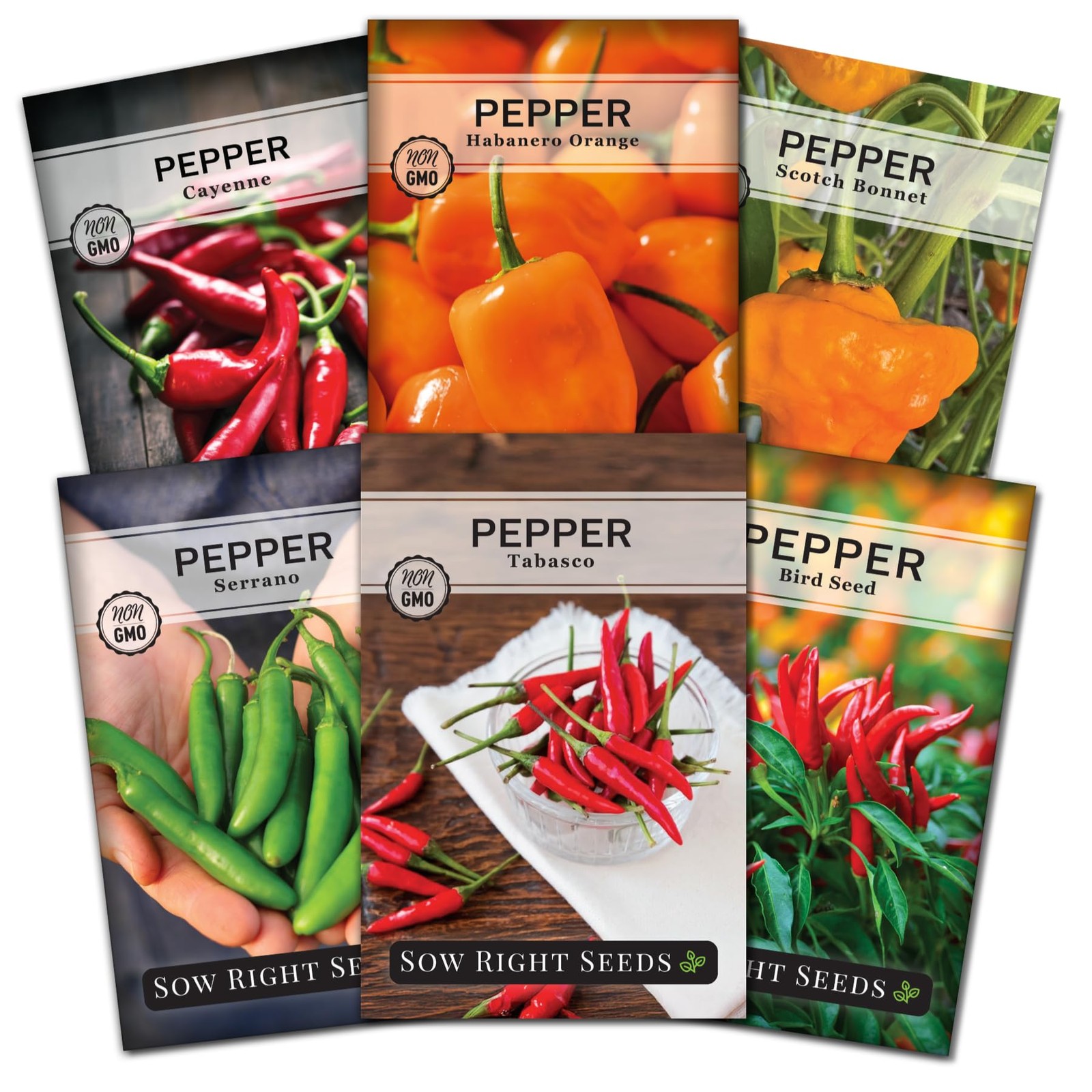 – Hot Pepper Seed Collection for Planting – Includes Orange Habanero, Serrano…