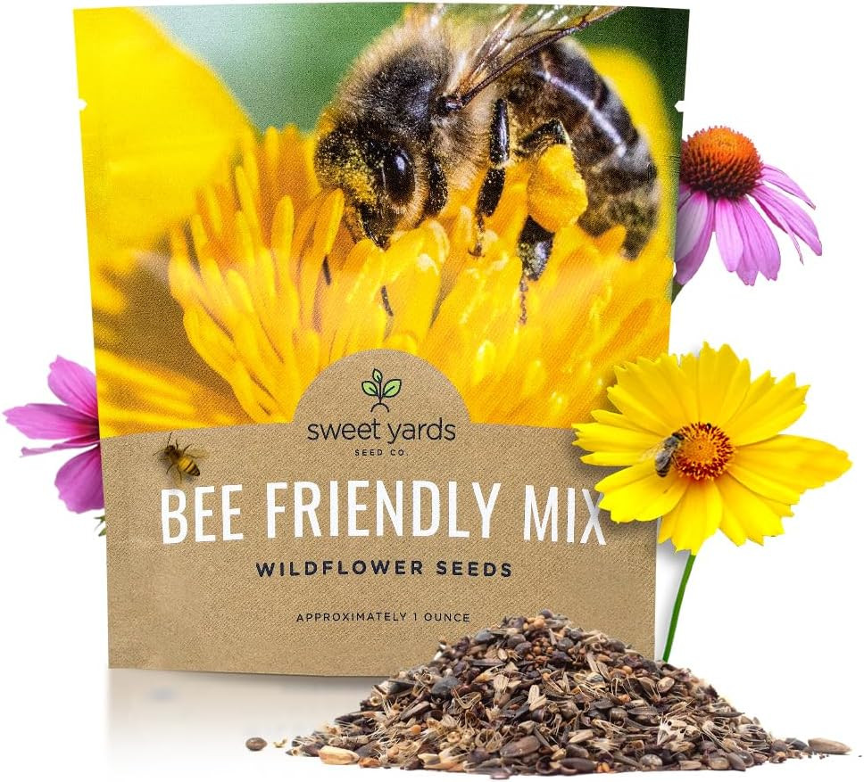 Bee Friendly Wildflower Seed Mix – Bulk 1 Ounce Packet – over 7,500 Open Pollina