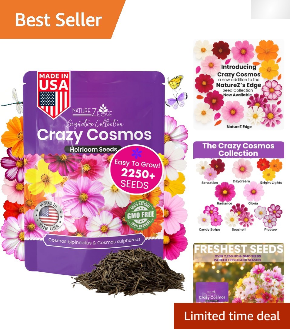2250 Crazy Cosmos Flower Seeds – Easy Grow Wildflower Mix for Pollinator Gardens
