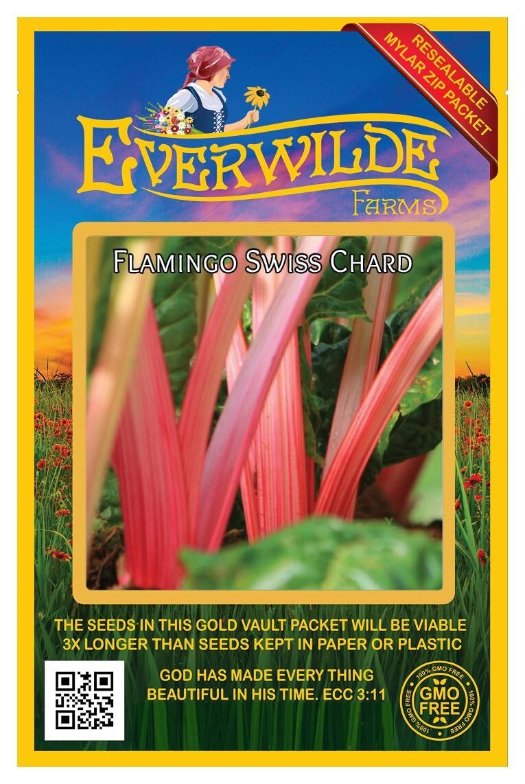 200 Flamingo Swiss Chard Seeds – Everwilde Farms Mylar Seed Packet