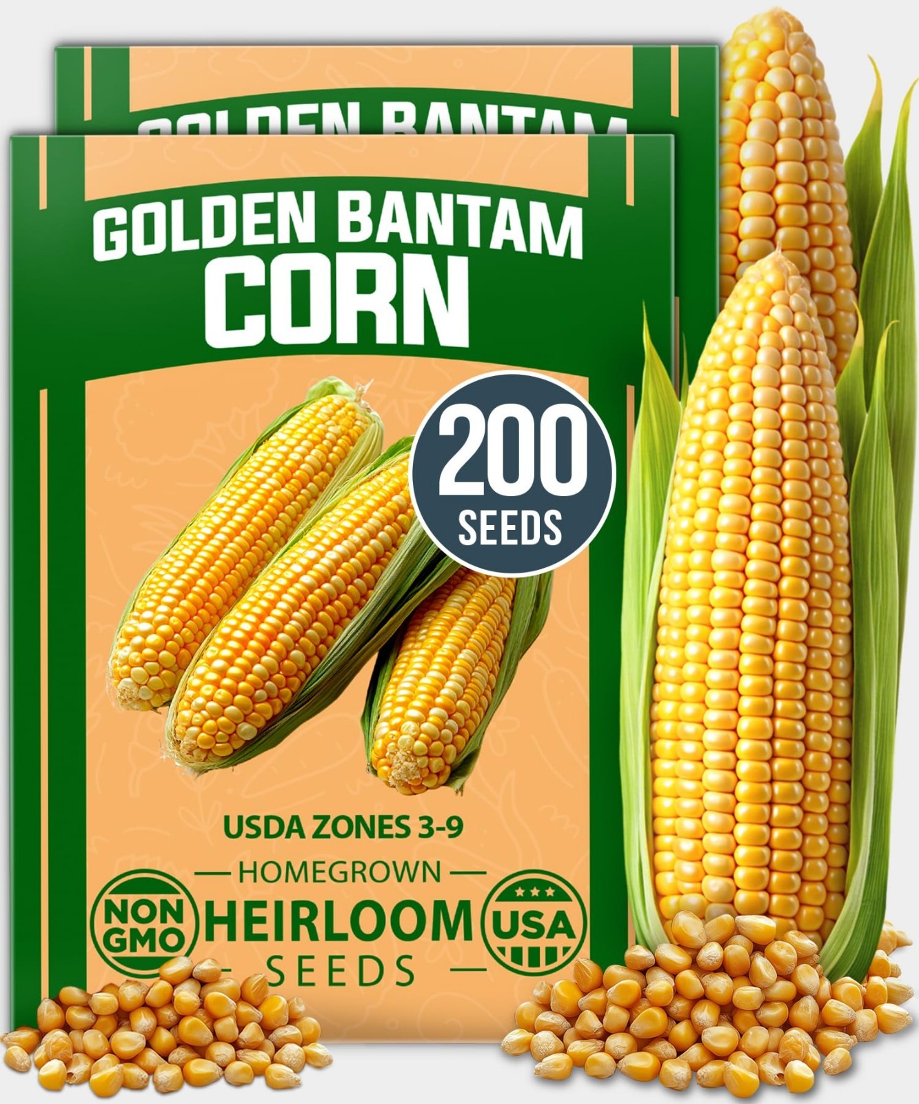 Heirloom Golden Bantam Sweet Corn Seeds – 200+ Non-GMO, High Germination, Easy t