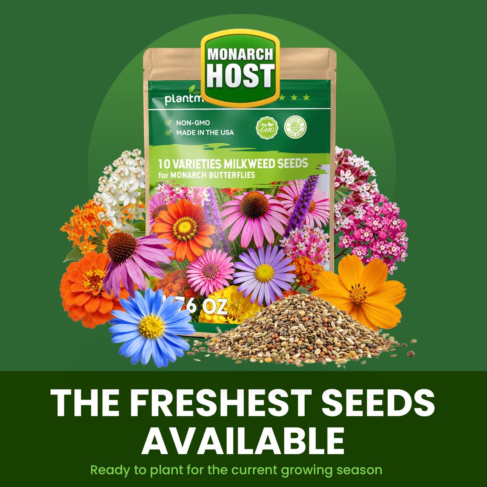 Milkweed Seeds for Monarchs – 18000+ Wildflower Seeds, Attract Pollinators