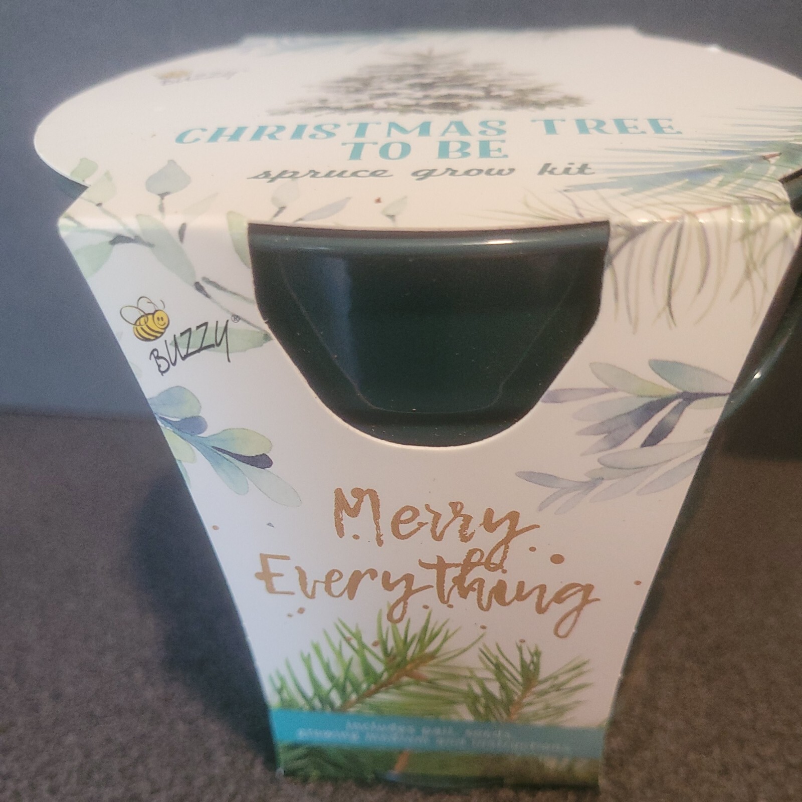 Buzzy Spruce Christmas Tree To Be Grow Kit with Metal Planter