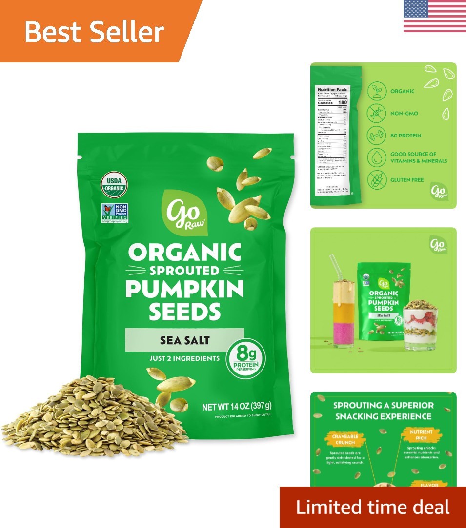 Organic Sprouted Pumpkin Seeds, 14 Oz – Perfect Addition to Trail Mixes & Salads