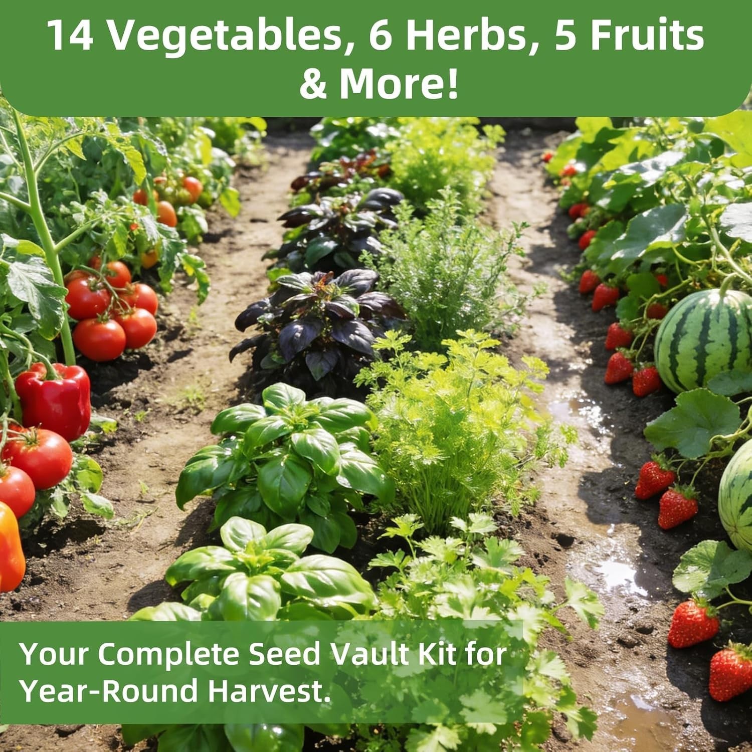 Seed Vault Heirloom Vegetable Seeds Kit, 15,000+ Non-GMO, Survival Gear