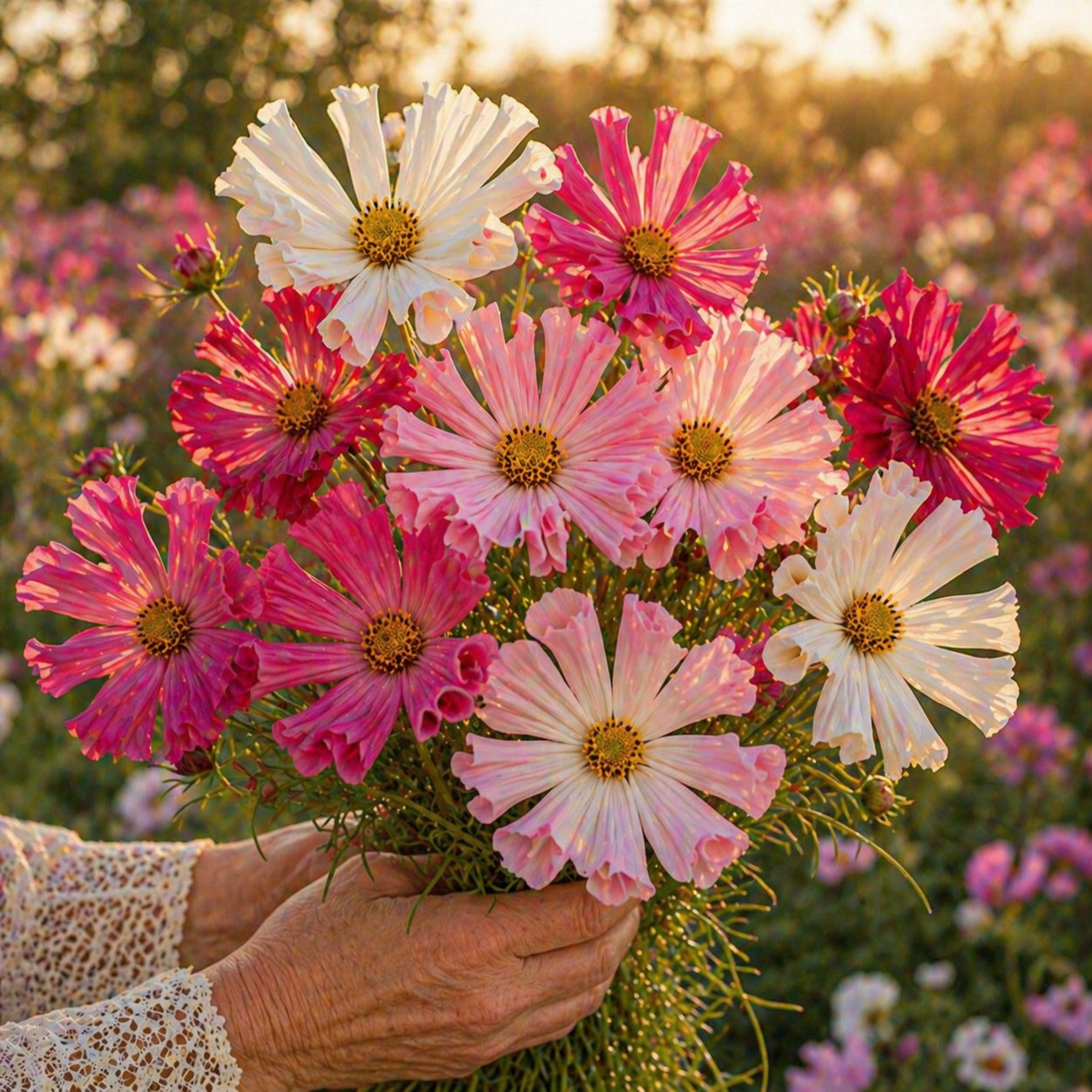 Sea Shells Mix Cosmos – Heirloom Flower Seeds – Unique Tubular Petal 100 seeds