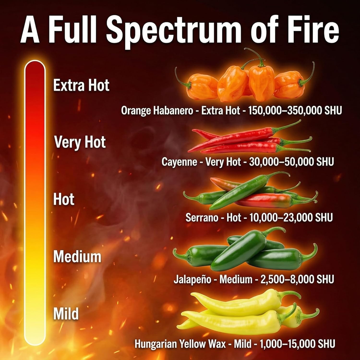 Bold Flavors Await: Heirloom Hot Pepper Seeds Variety Pack – 50 Seeds Total