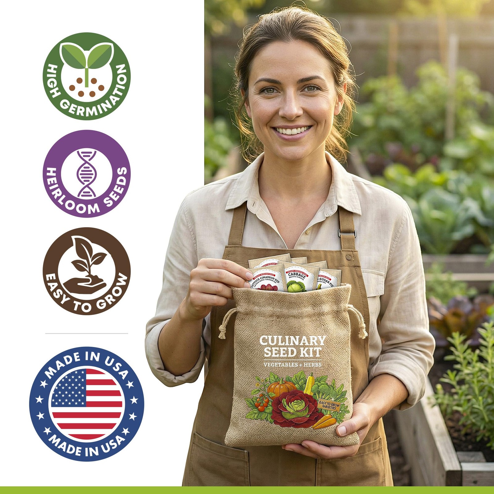 Culinary Vegetable & Herb Seeds Variety Pack – 30 Heirloom Non-GMO Multi