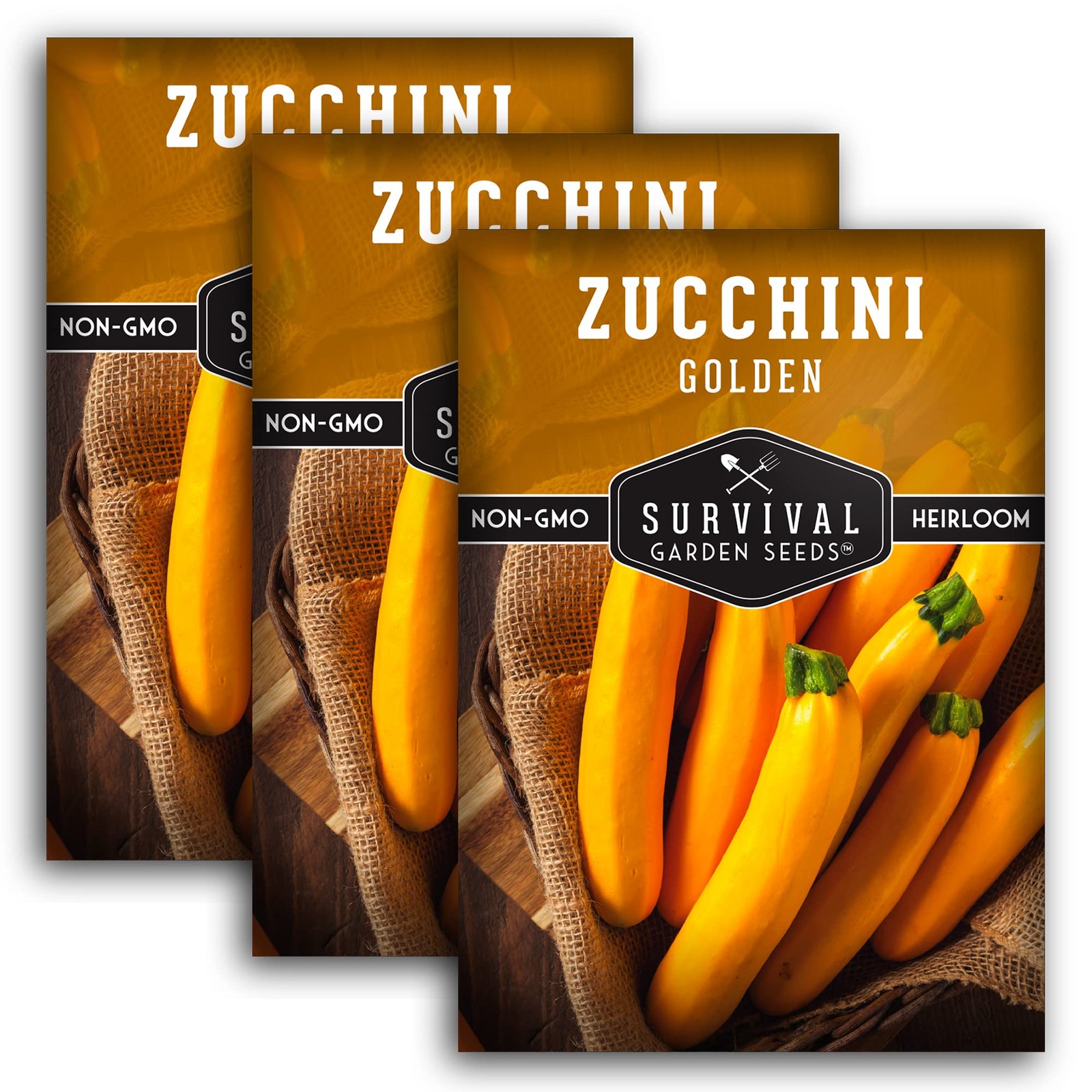 High Yield Zucchini Seeds – Non-GMO Yellow Heirloom Summer Squash (3 Packs)