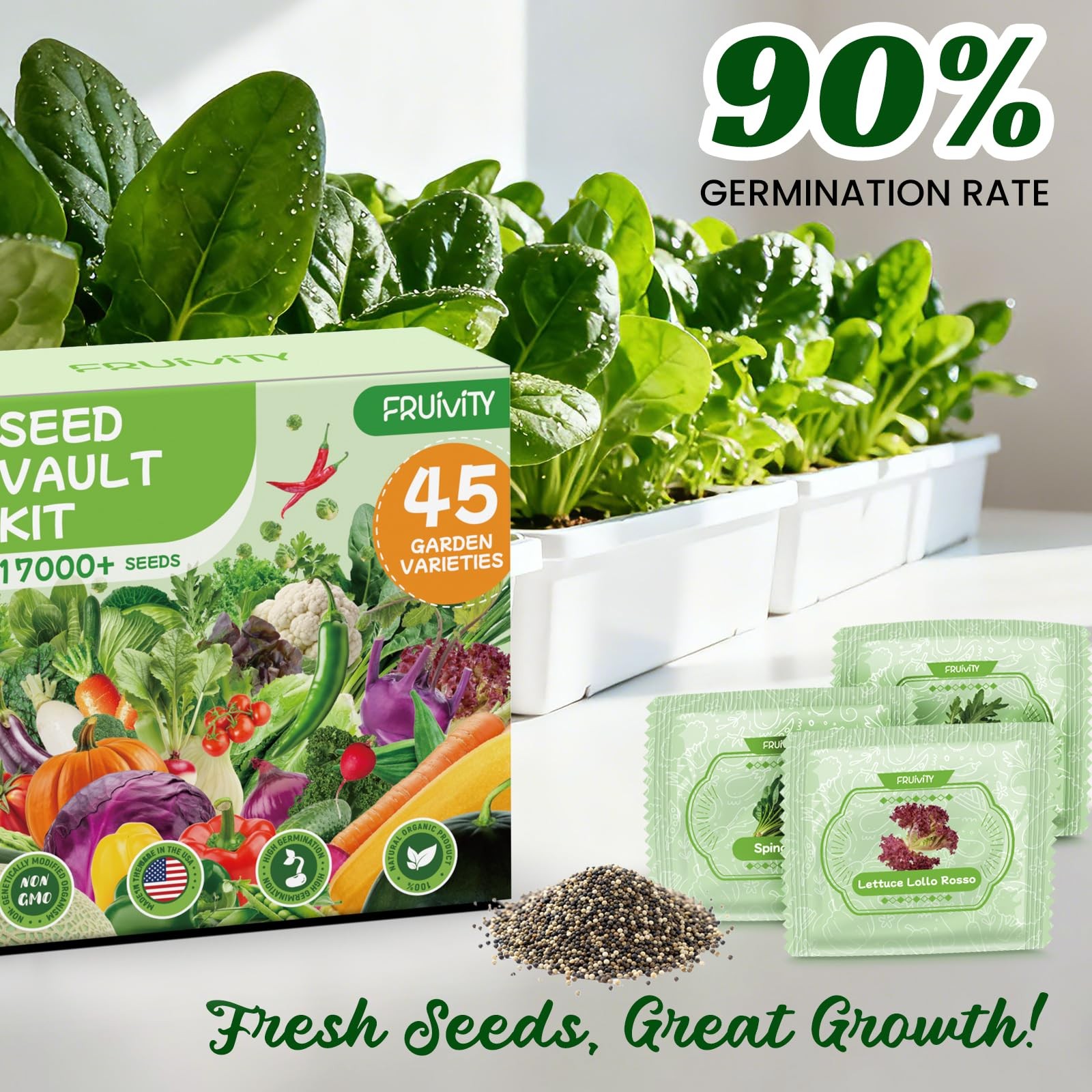 Fruivity 45 Vegetable Seeds Variety Pack – 17,000+ Heirloom for Planting Indo…