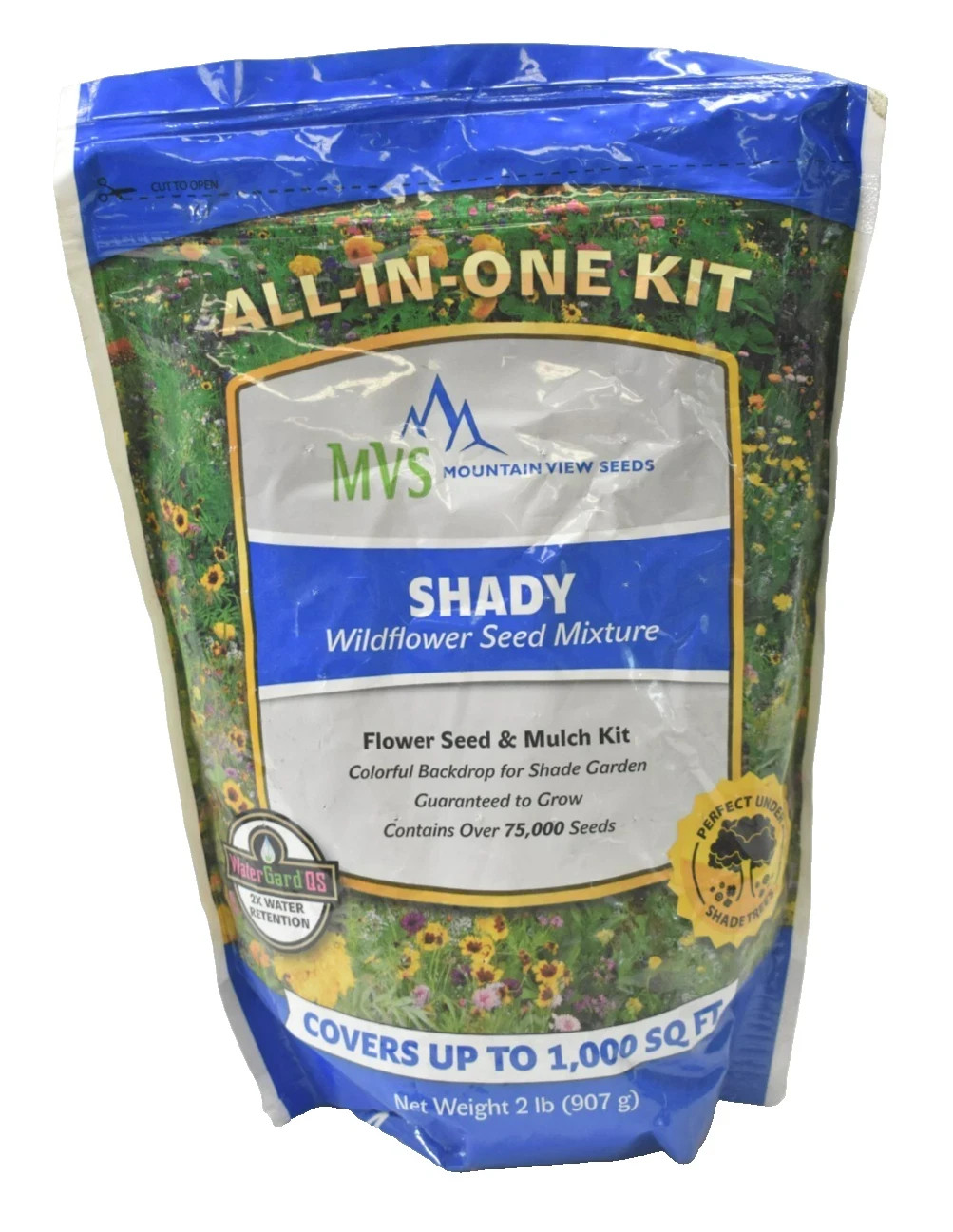 Mountain View Seeds Shady Wildflowers 2lb Bag 100571 Flower Seed & Mulch Kit