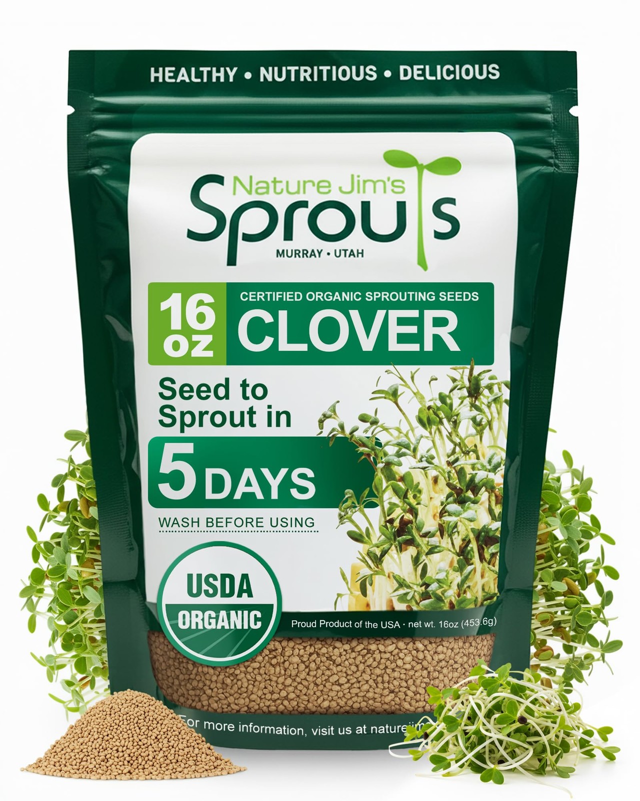 Clover Seeds –Organic Non-GMO Sprouting Seeds for Fresh, Nutrient-Rich Seed, …