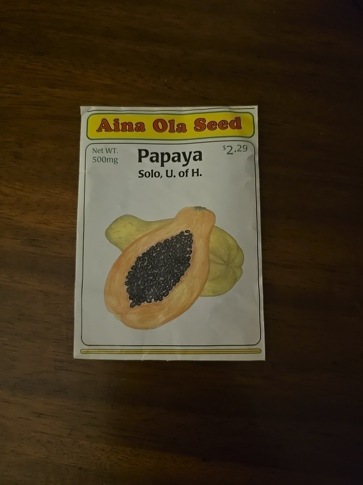 Aina Ola Seed Papaya Seeds Solo U. Of H. Hawaii Native 500mg Non Gmo New Maui