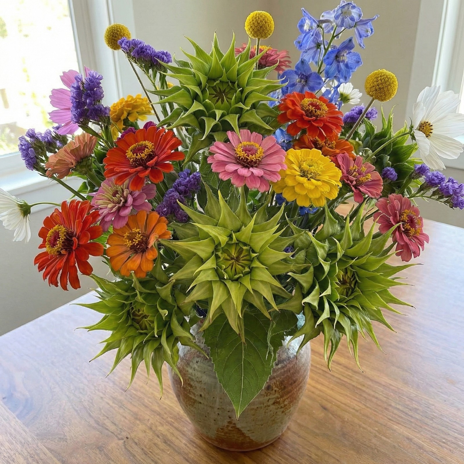 Sunflower SunFill Green F1 Florist Bouquet Filler Pollen-Free Non-GMO 25 Seeds