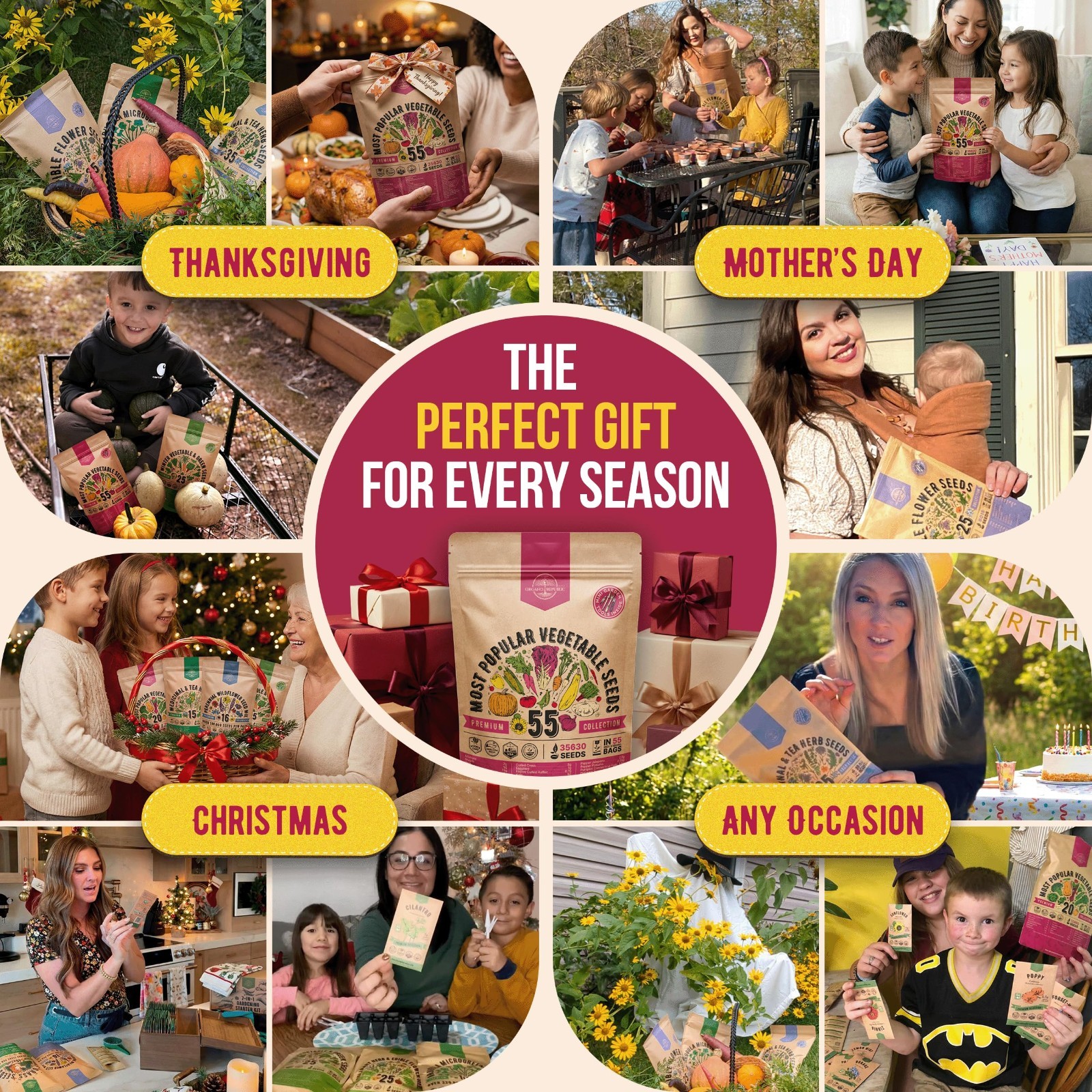 55 Vegetable Seeds Variety Pack – 35,600+ Non-GMO Heirloom Seeds for Home Garden