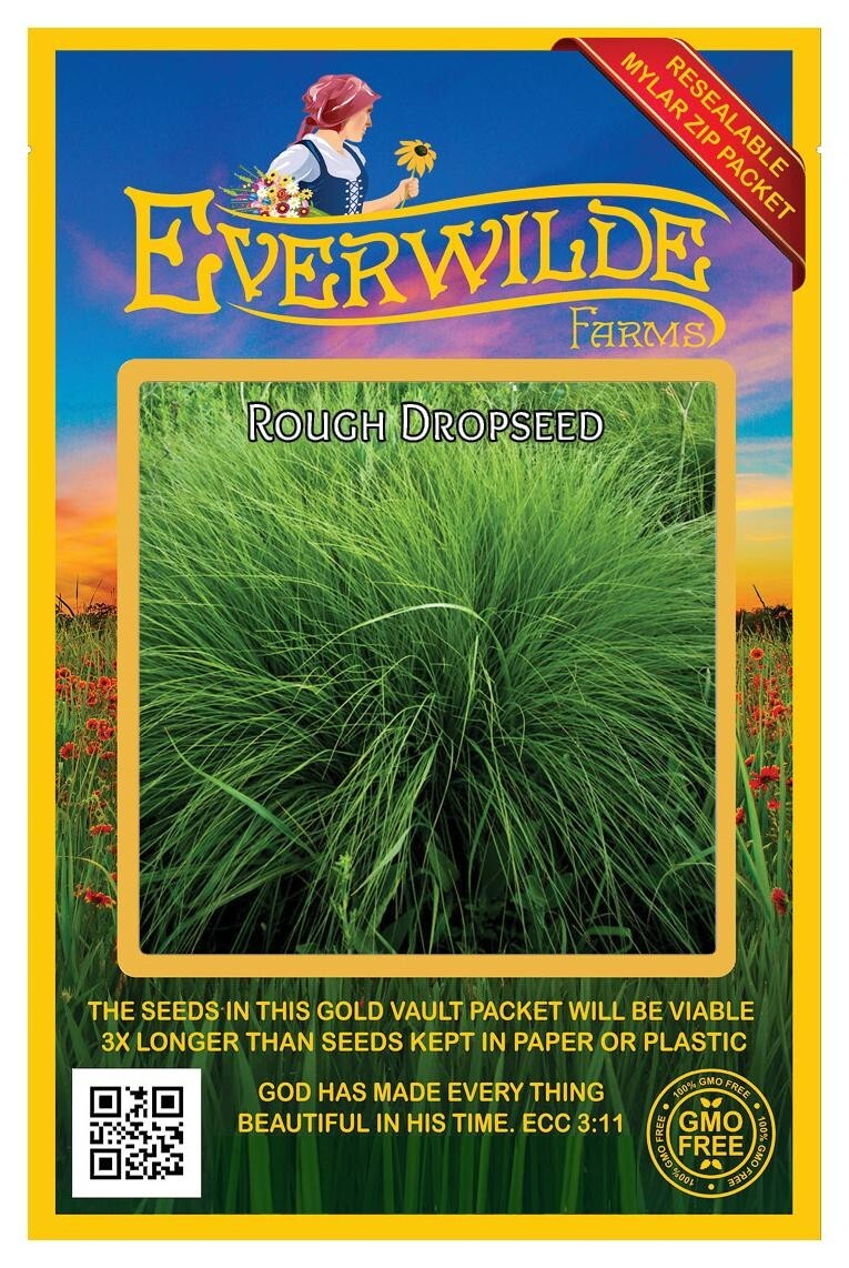 1000 Rough Dropseed Native Grass Seeds – Everwilde Farms Mylar Seed Packet