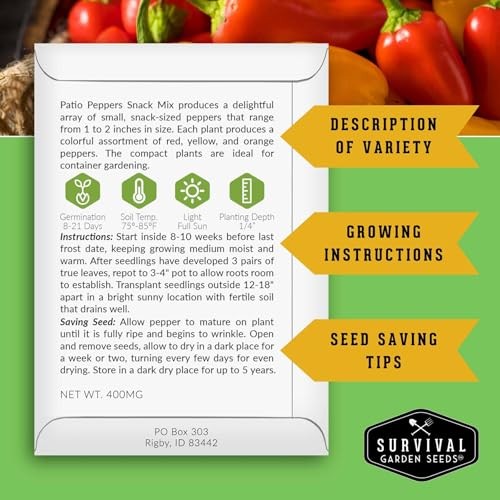 Patio Snack Mix Mini Sweet Pepper Seeds for Planting | Compact Lunchbox-Style 1