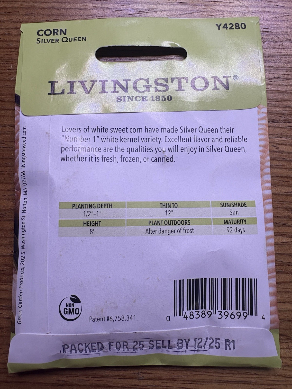5 PACK BUNDLE Livingston Seed Company Silver Queen Corn Non-GMO Vegetable Seeds