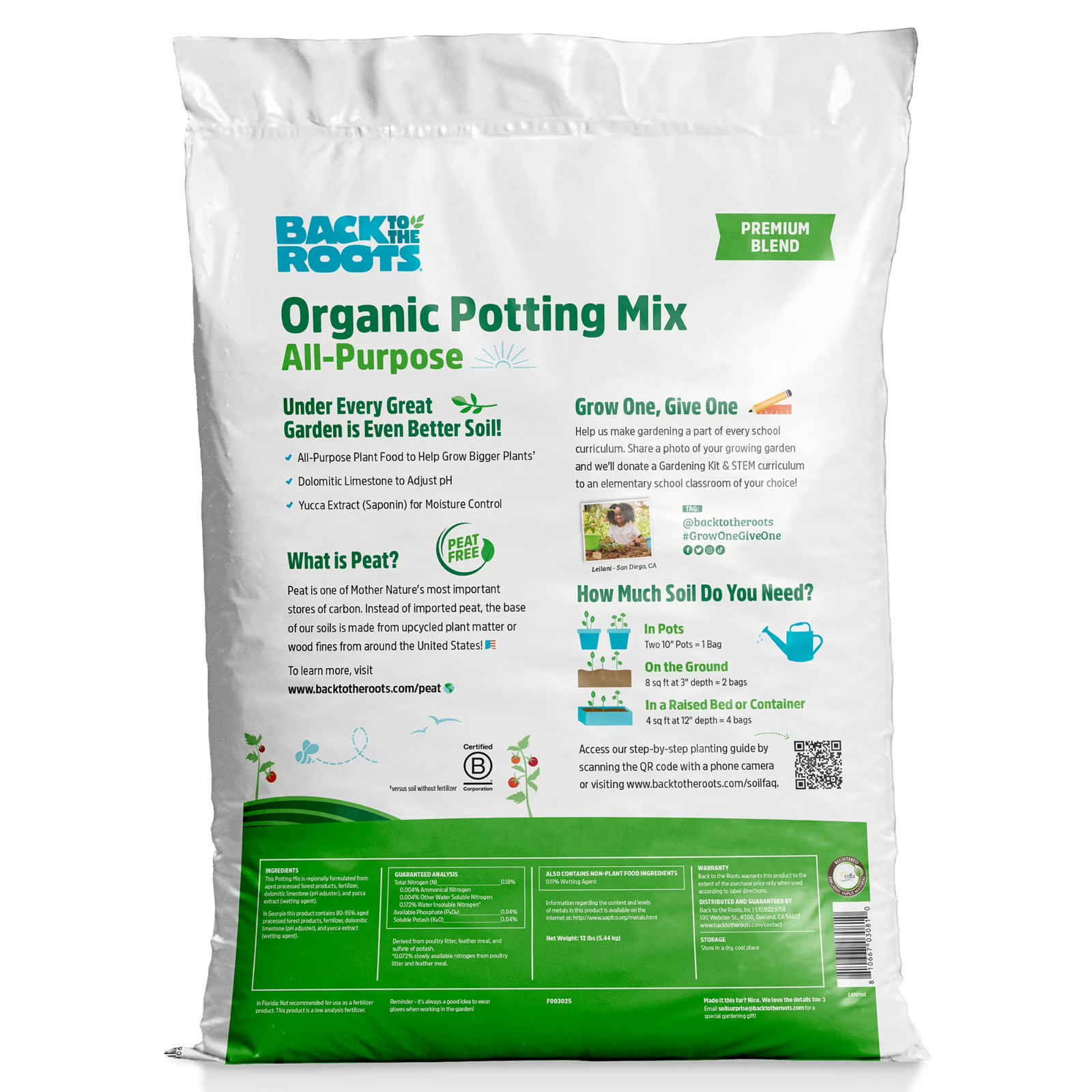 Organic All-Purpose Potting Mix Premium Soil Blend 23 lb Back to the Roots
